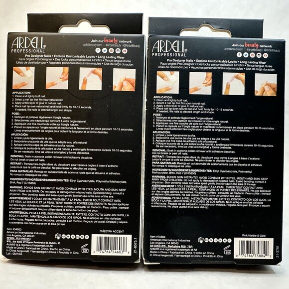 Ardell Nail Addict Premium Press-On Nails - Leopard & Gold Marble Designs - Picture 3 of 8